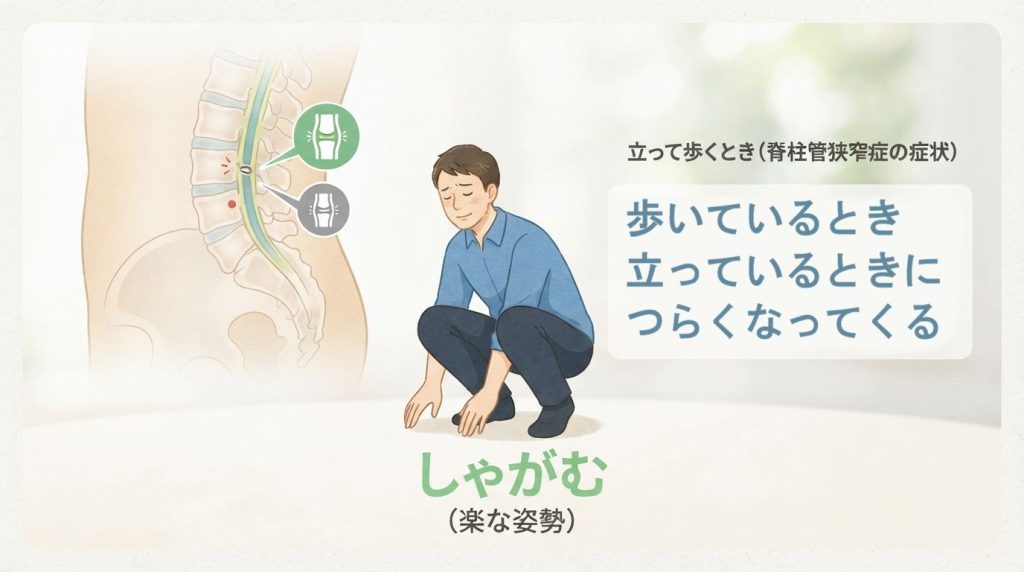 しゃがむと楽になるイメージ