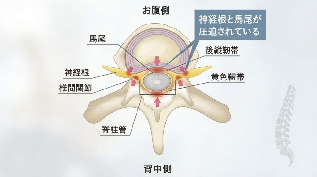 脊柱管狭窄症の説明図