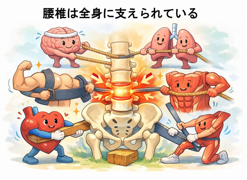 腰椎は全身に支えられているイメージ