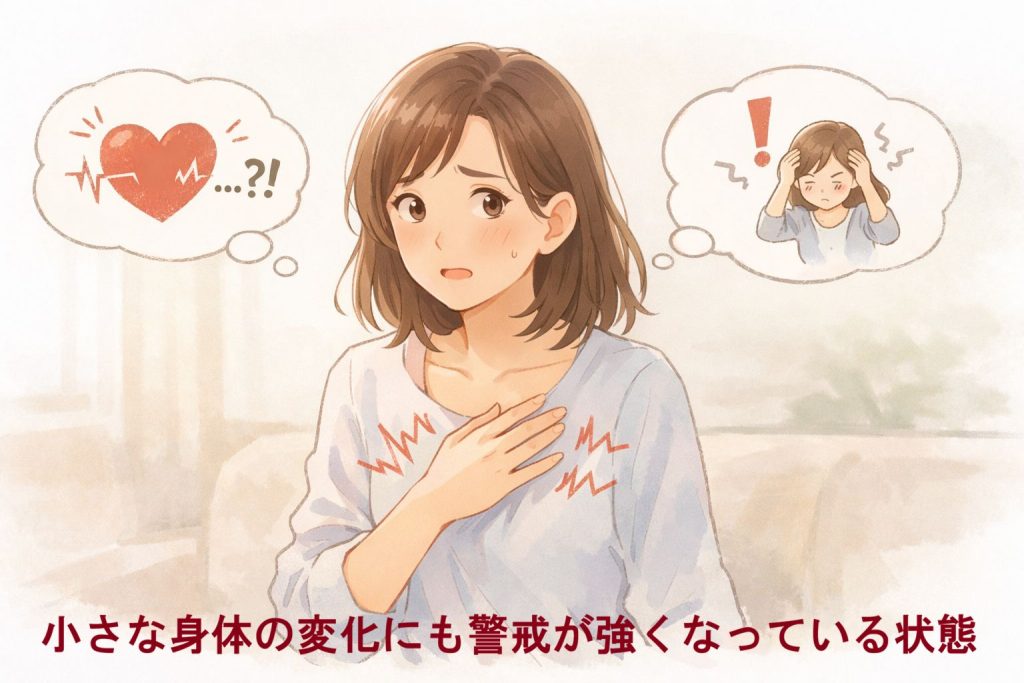 パニック発作に緊張しながら構えているイメージ