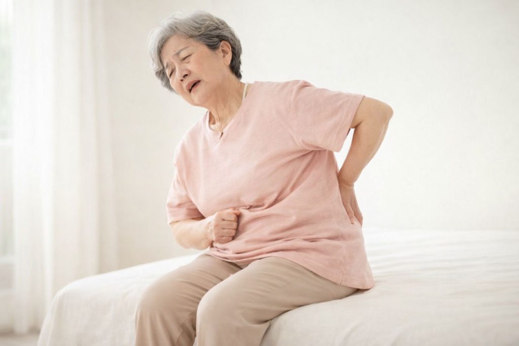 腰や背中に痛みを感じている高齢女性