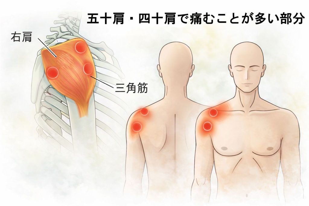 肩の筋肉と三角筋の説明図