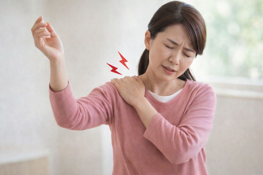 五十肩・四十肩で肩が痛く腕が上がらない女性