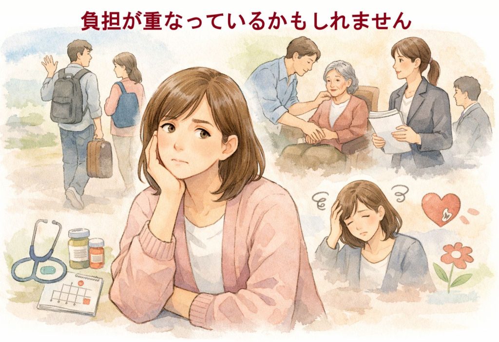 更年期の時期に負担が重なるイメージ