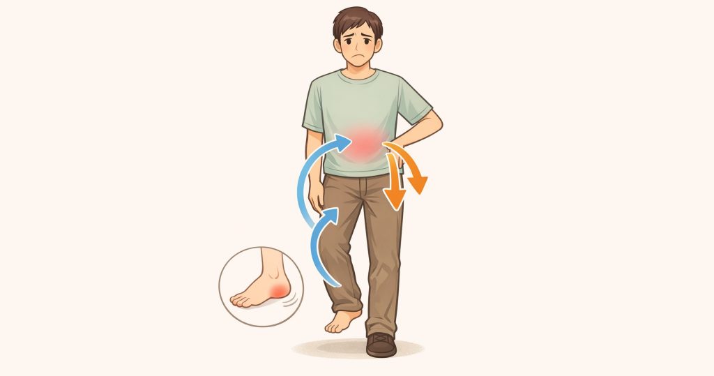 足裏が痛くてかばうイラスト