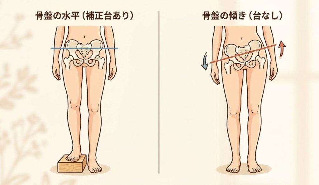 脚の長さの左右差を見るイメージ