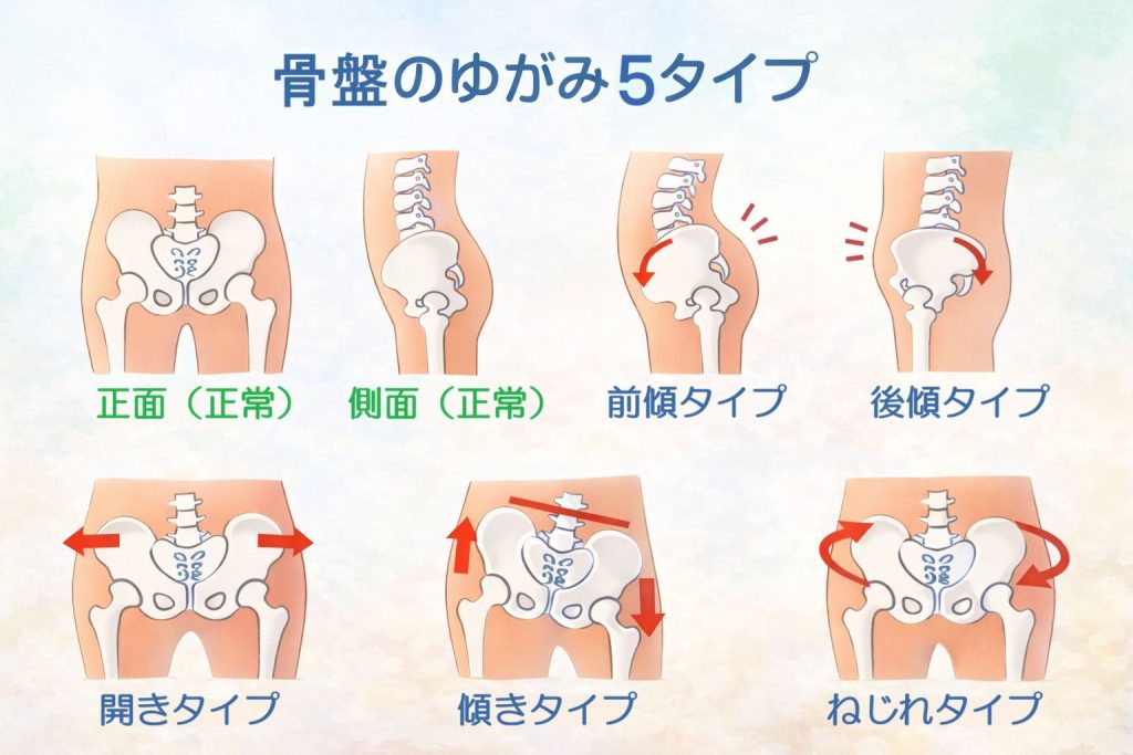 骨盤のゆがみタイプ図