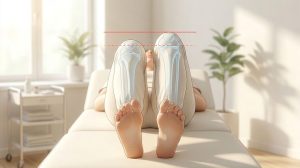左右のひざの高さを確認するイメージ