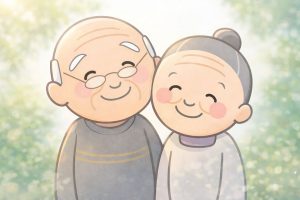 笑顔の高齢夫婦のイラスト