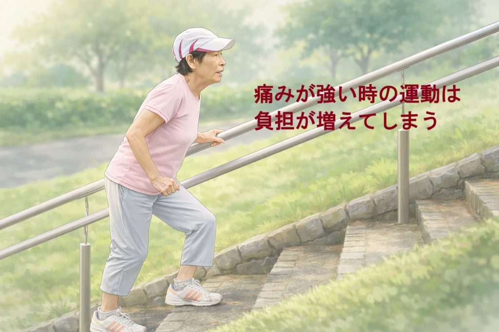 痛みが強い時に更に負担をかけている様子