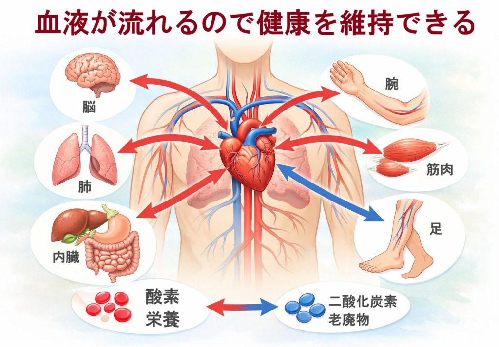 血液が流れるので健康が維持できる図