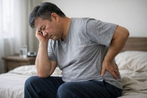 全身の回復力に自信がない男性のイメージ