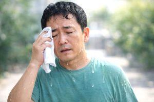 汗をかいて体温を下げるイメージ