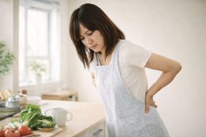 立っていると腰が痛くなる女性
