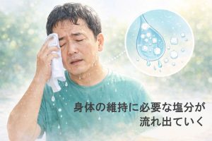 汗によって塩分が身体から出ていくイメージ