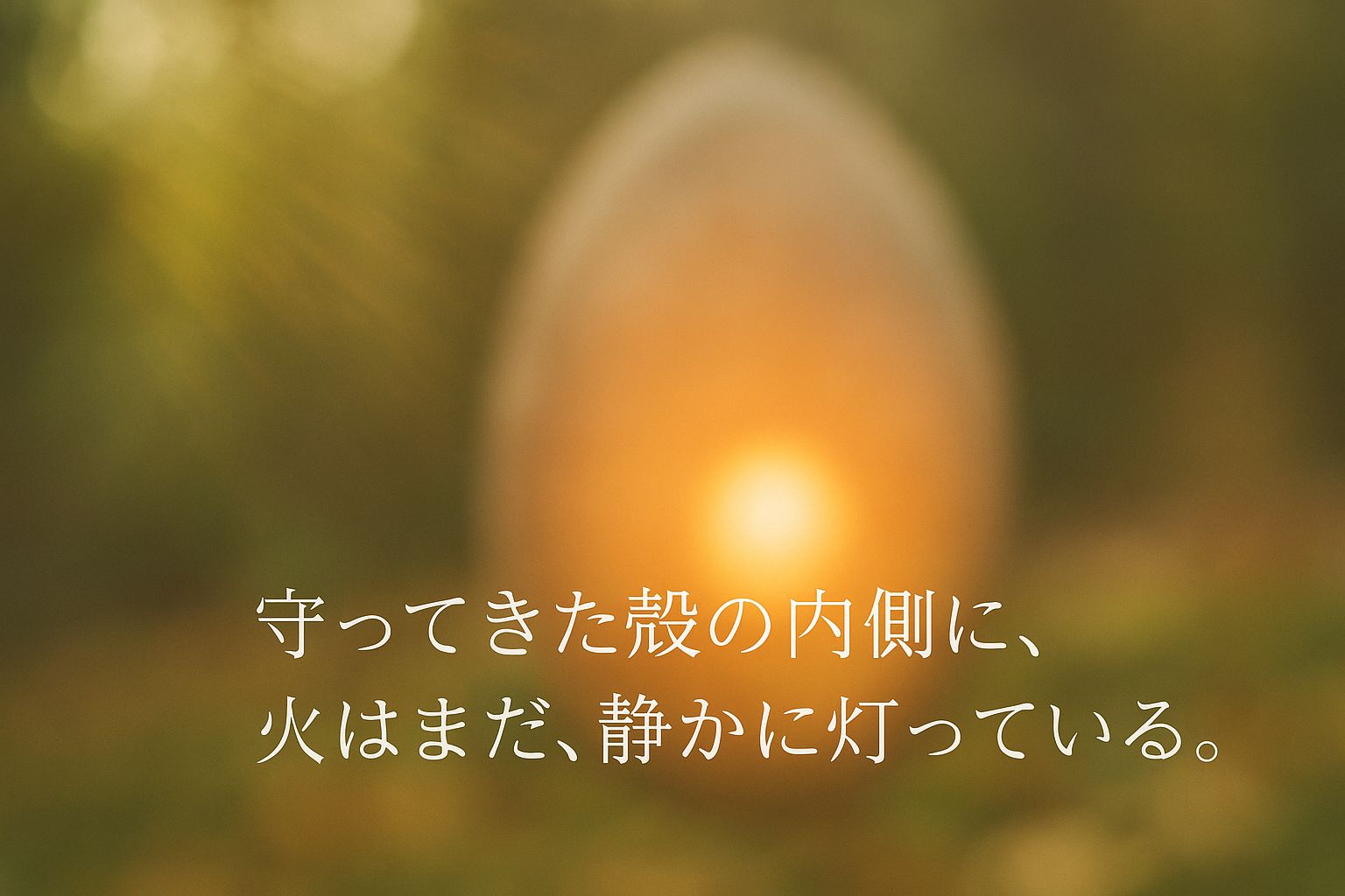 木漏れ日の中で静かに灯る内なる火(殻の内側に宿る光)