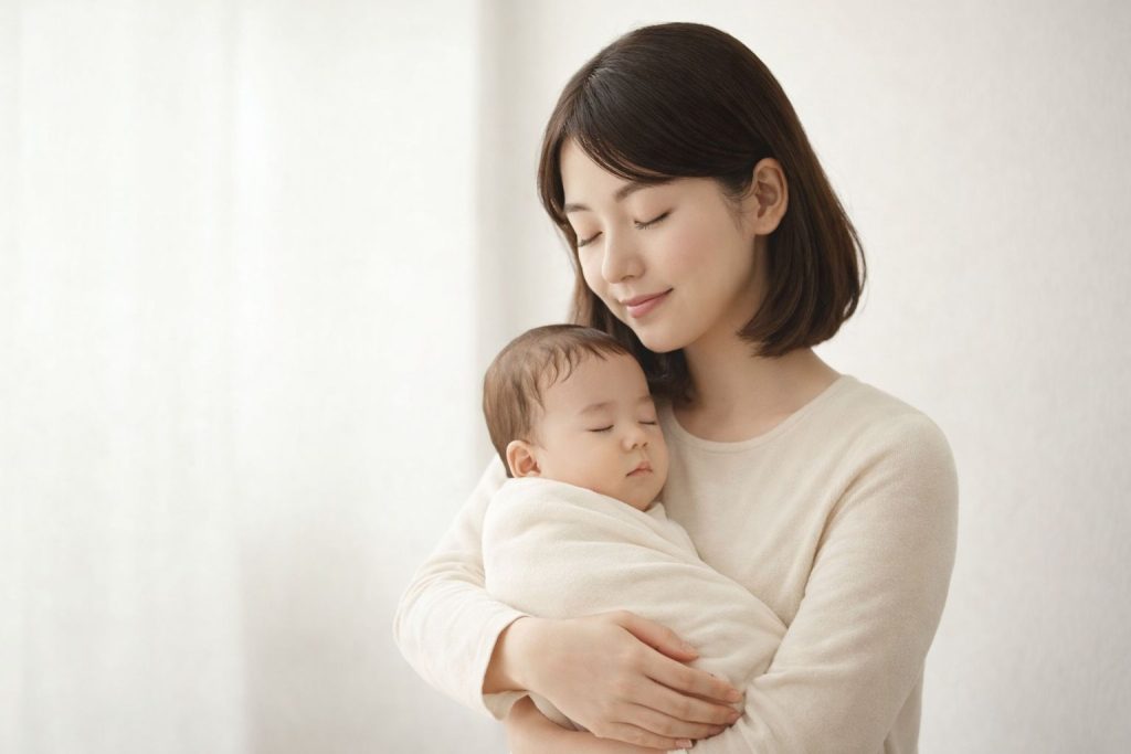赤ちゃんを抱っこしている母親のイメージ