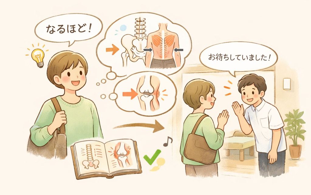体の仕組みを理解してから来院するイメージ