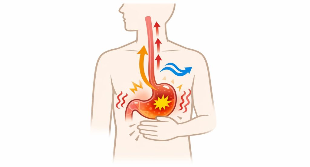 ストレスで胃が痛くなるイメージ