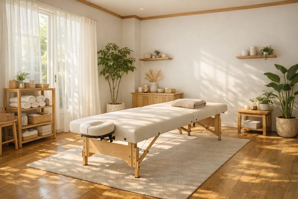 静かで自然光が差し込む整体院のイメージ