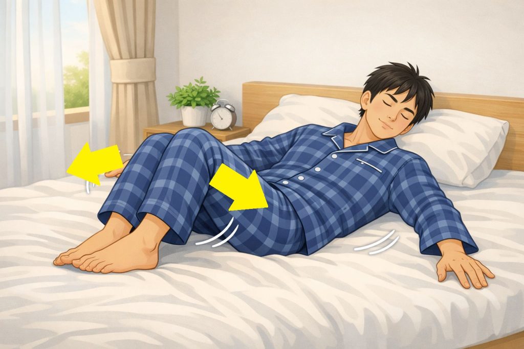 起きる前のストレッチをしているイラスト