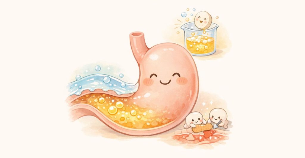 胃を守る3つの仕組みが働いているイメージ