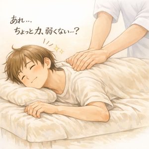 マッサージを受け続けてだんだん物足りなくなっているイメージ