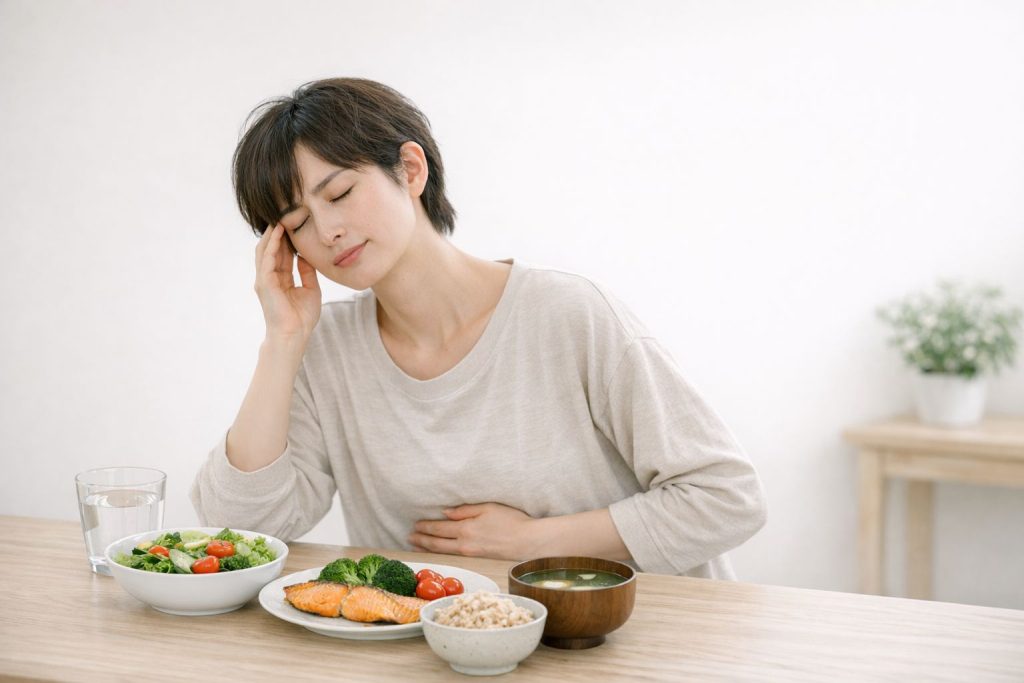 食事を気をつけているのに体調が安定しないイメージ