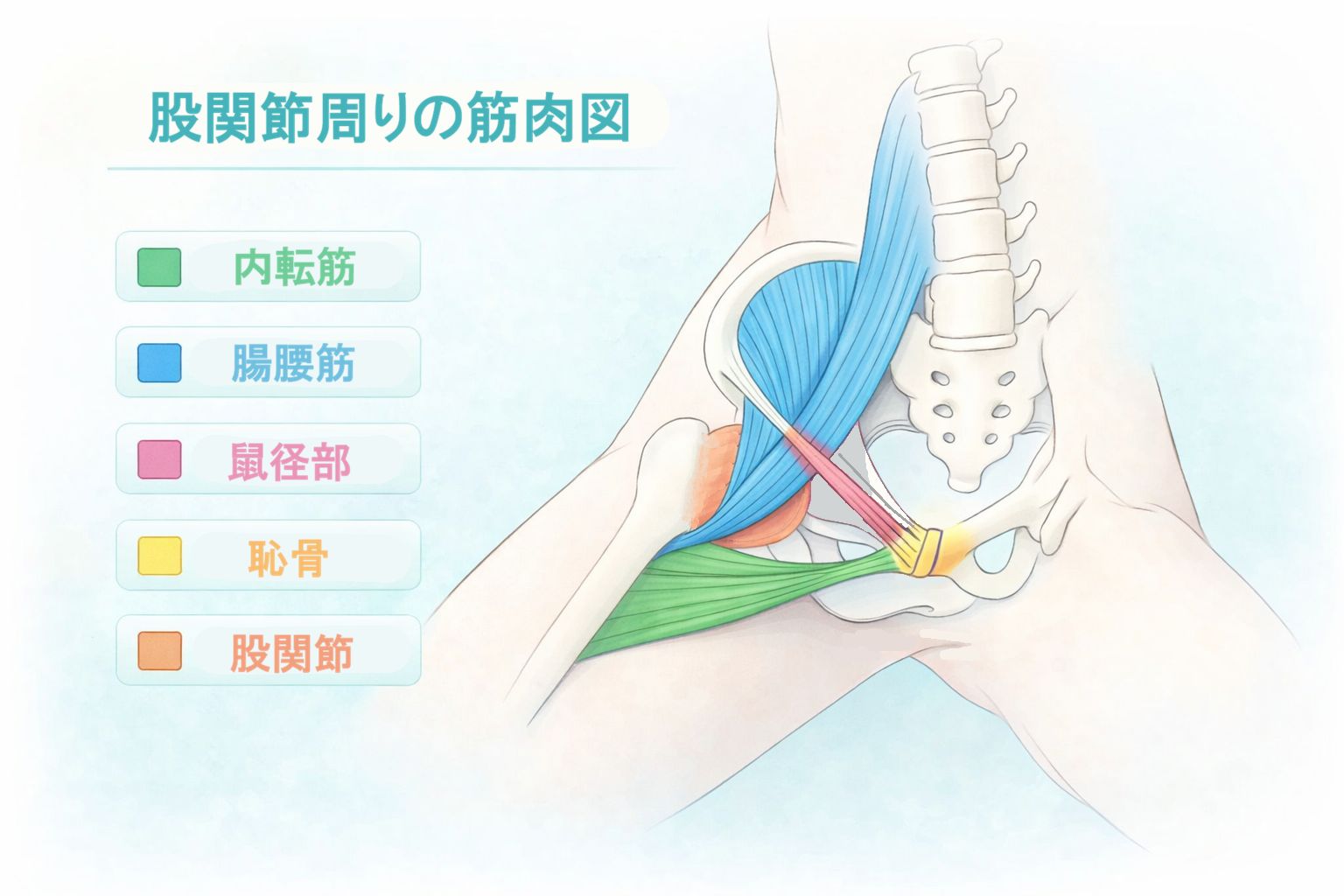 股関節周りの筋肉図