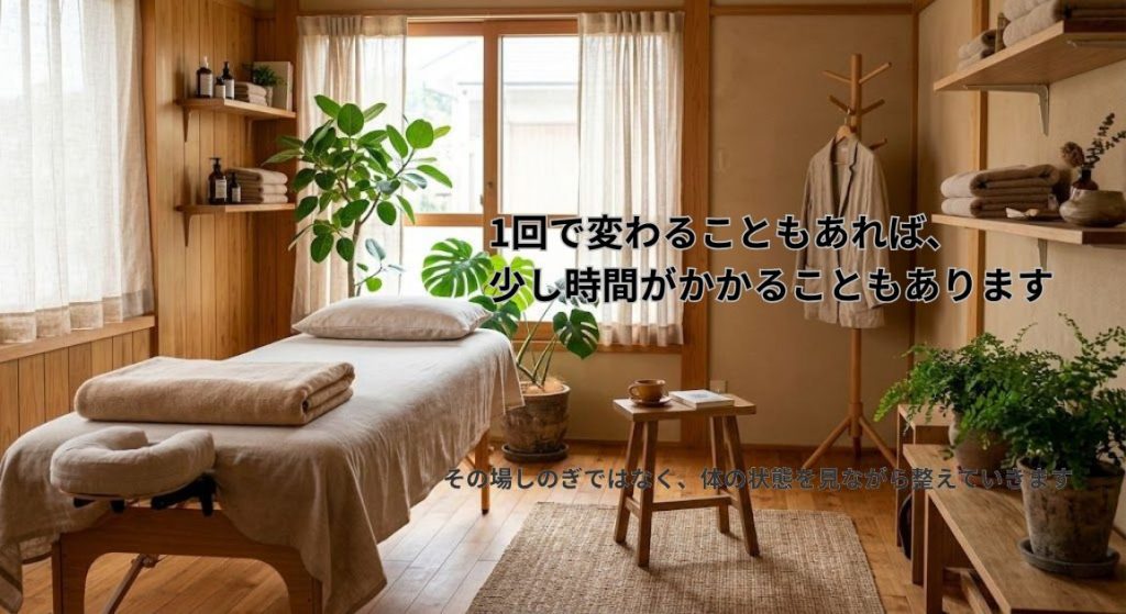 1回で変わることもあれば、少し時間のかかることもあります