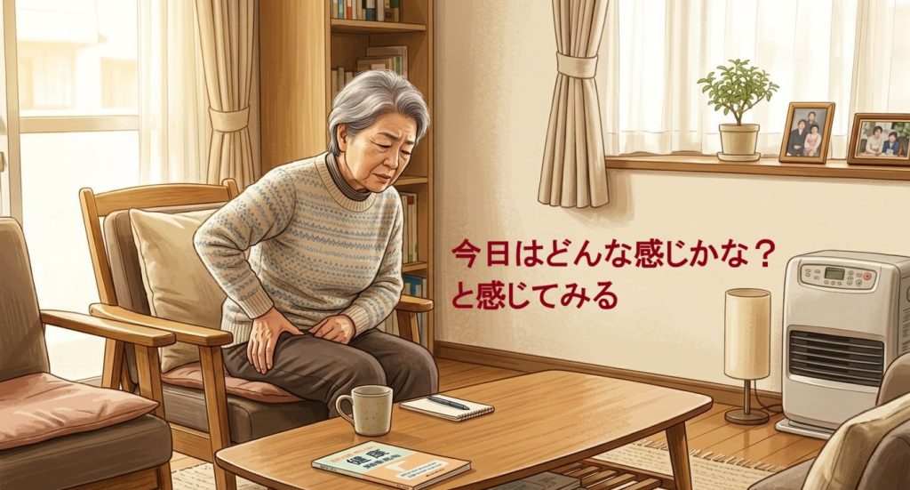 身体の感覚を確かめているイメージ