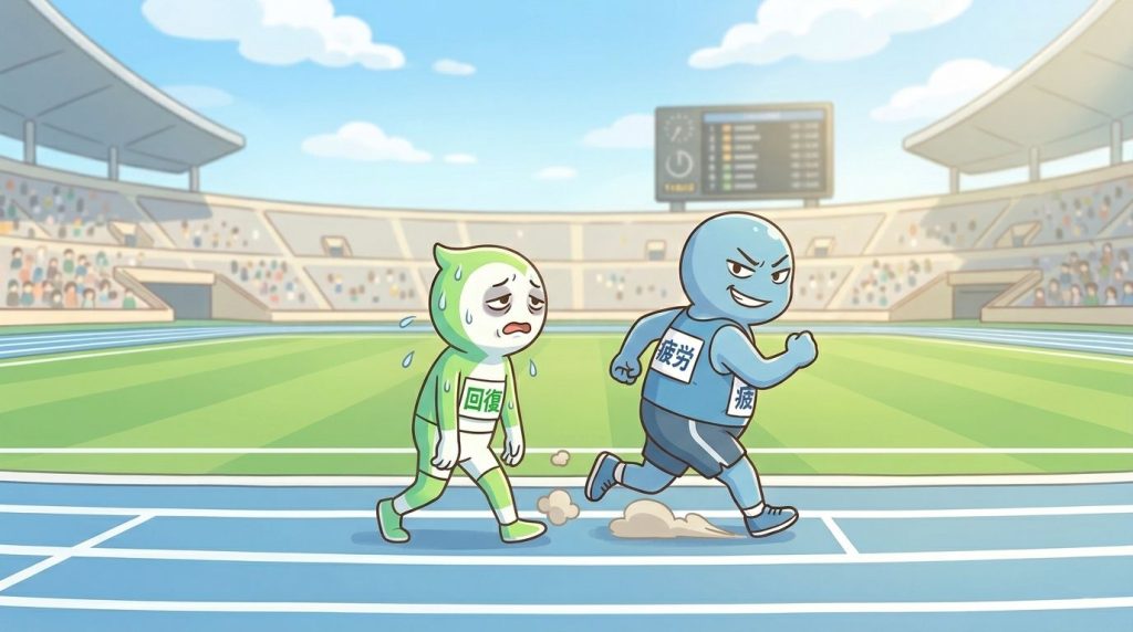 少しずつ疲労が勝ち続けているイメージ