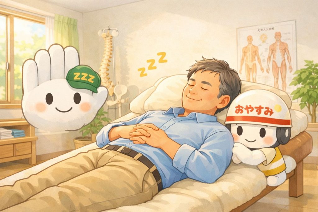 痛む動きを避けて、安静にしているイメージ