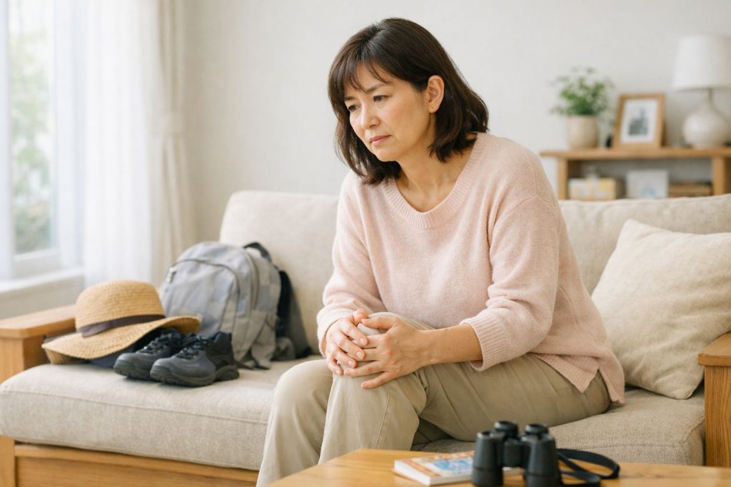 いつも膝のことを考えて悩むイメージ