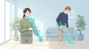 お尻〜足先・肩〜指先のしびれのイメージ