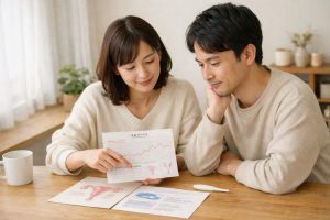 妊娠について二人で確認している様子